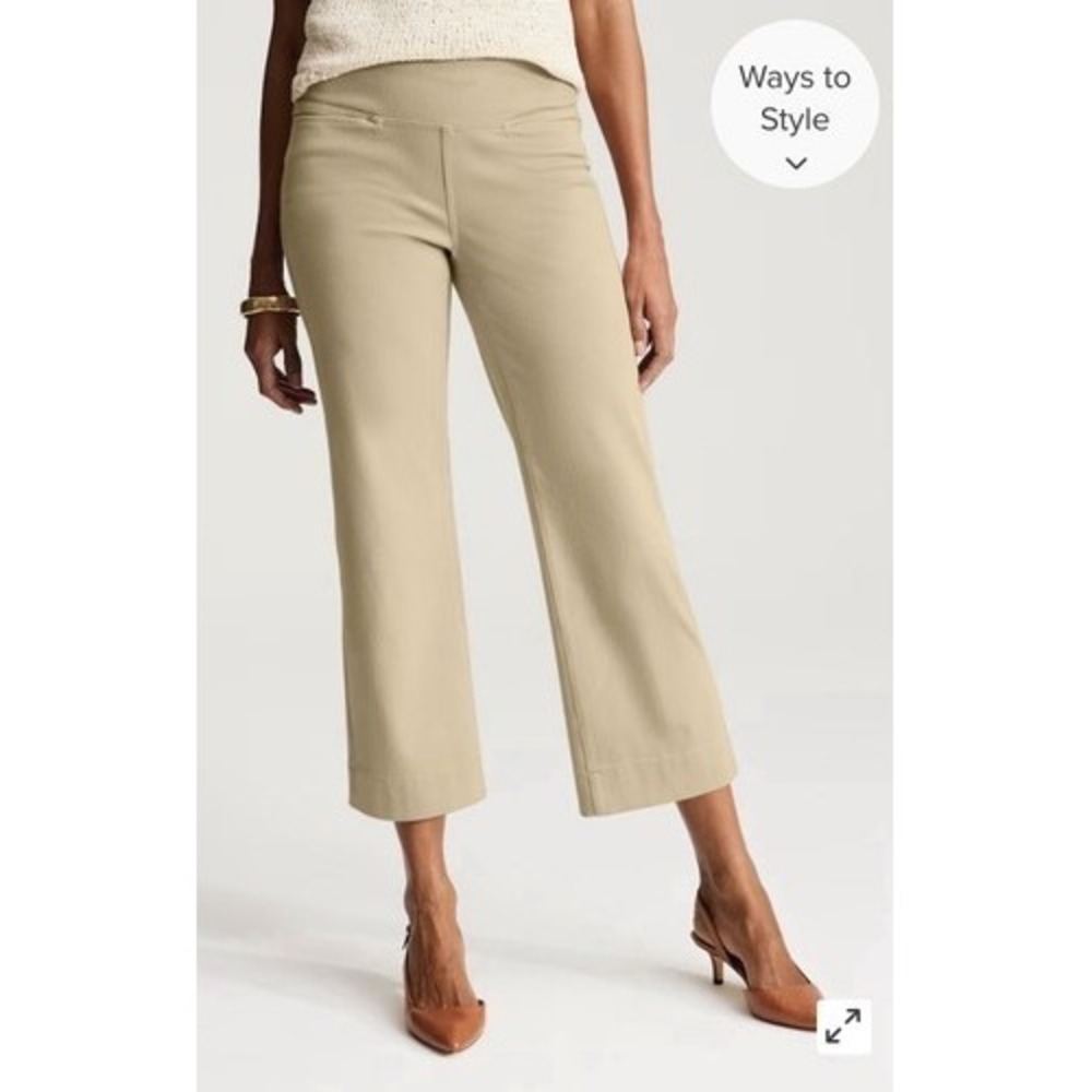 NWOT J. Jill Wearever Beige Pull On Wide Leg Cropped Pants Women M Philippines